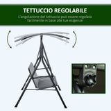 easycomfort easycomfort dondolo 3 posti con tettuccio inclinabile e cuscini in acciaio e poliestere 172x110x153 cm grigio