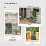 easycomfort easycomfort fioriera con grigliato per rampicanti con 2 vasi in acciaio e rattan pe 57x30x107cm grigio