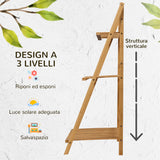 easycomfort easycomfort fioriera da esterno a 3 livelli in bambu con design rialzato e pieghevole 98x37x96 5 cm color legno
