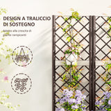 easycomfort easycomfort fioriera rialzata con traliccio per rampicanti e 8 fori di drenaggio in pp 80x40x135 cm marrone