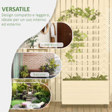 easycomfort easycomfort fioriera verticale con 4 ruote e traliccio per piante rampicanti in legno 76x30x155cm bianco