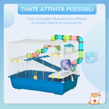 easycomfort easycomfort gabbia criceti a 4 livelli con ruota casetta e tubi in acciaio pp e ps 79x46x60 cm blu e bianco