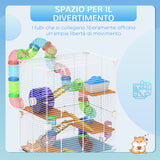 easycomfort easycomfort gabbia per criceti a 5 livelli con tubi ruota scale casetta e bottiglia in metallo pp e ps 46x30x58 cm