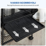 easycomfort easycomfort gabbia per pappagallini con 2 posatoi e scala ad arco in acciaio 62 5x62 5x156 cm grigia