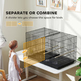 easycomfort easycomfort gabbia per uccelli con divisorio e ripiano inferiore portaoggetti in acciaio e pp 94x57x57 cm nero