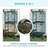 easycomfort easycomfort gabbia voliera per uccelli per interni con ruote e vassoi estraibili 51 5x50x140 cm nero