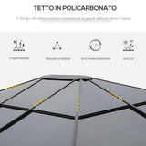 easycomfort easycomfort gazebo da giardino 3 6x3m con tetto in policarbonato anti uv e tende grigio