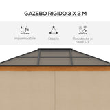 easycomfort easycomfort gazebo da giardino in acciaio alluminio e poliestere con tetto in policarbonato e zanzariere 2 94x3 60x2 67 m