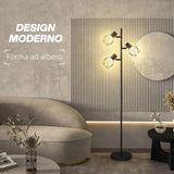 easycomfort easycomfort lampada da terra 40w con 3 luci regolabili e interruttore a manopola in metallo 41x28x169 cm nero