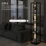easycomfort easycomfort lampada da terra con 4 ripiani 3 luminosita regolabili e interruttore a pedale 29x29x163 cm nero