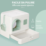 easycomfort easycomfort lettiera per gatti coperta con deodoranti vassoio e paletta in abs e pp 50x40x40 cm verde e bianco