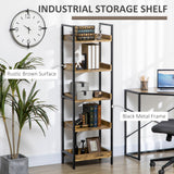 easycomfort easycomfort libreria stile industriale a 5 ripiani in legno e metallo 48x30x155cm marrone rustico