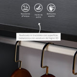 easycomfort easycomfort mobile appendiabiti con barra in alluminio e 2 ripiani aperti in truciolato 60x40x128 cm nero