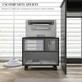 easycomfort easycomfort mobile porta stampante a 2 livelli con 3 scomparti e ruote per ufficio e studio 40x30x36cm nero