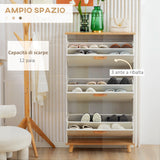 easycomfort easycomfort mobile scarpiera salvaspazio in truciolato con 3 cassetti e 2 ripiani interni regolabili 70x23 5x122 cm bianco