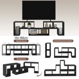 easycomfort easycomfort mobile tv 75 max modulabile con 2 ripiani a l e mensola rettangolare in legno 134 180x30 5x44 cm nero