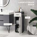 easycomfort easycomfort mobiletto bagno in truciolato con cassetto e armadietto a 2 livelli regolabili 30x30x82 cm grigio