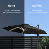 easycomfort easycomfort ombrellone a braccio per esterno con luci a led e angolo regolabile in alluminio e poliestere 3x2 5 m grigio
