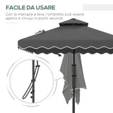 easycomfort easycomfort ombrellone a sbalzo con doppio tetto apertura a manovella e base a croce 2 5x2 5m grigio
