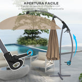 easycomfort easycomfort ombrellone da giardino decentrato 2 7m apertura a manovella e 16 stecche in fibra di vetro cachi