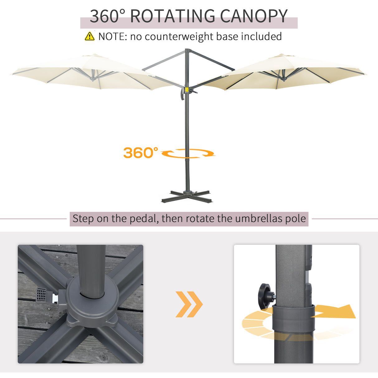 easycomfort easycomfort ombrellone da giardino decentrato 3x2 5 m con angolazione regolabile e girevole a 360 crema