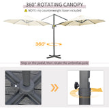 easycomfort easycomfort ombrellone da giardino decentrato 3x2 5 m con angolazione regolabile e girevole a 360 crema
