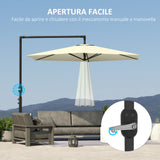 easycomfort easycomfort ombrellone da giardino decentrato 3x2 5 m con base a croce e apertura a manovella beige