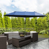 easycomfort easycomfort ombrellone da giardino doppio con apertura a manovella acciaio e poliestere 460x270x240 cm blu