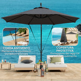 easycomfort easycomfort ombrellone da giardino rotondo inclinabile e girevole manovella e protezione upf 50 3 m grigio scuro
