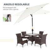 easycomfort easycomfort ombrellone rettangolare 2x3 m pieghevole e regolabile con manovella in alluminio e poliestere bianco crema