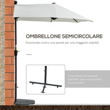 easycomfort easycomfort ombrellone semicircolare con manovella e tettuccio anti uv 200x190x240 cm crema