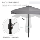 easycomfort easycomfort ombrellone semicircolare da parete 2 5x2 3m con apertura a manovella in metallo e poliestere grigio