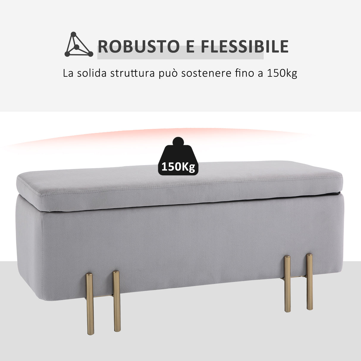 easycomfort easycomfort panca contenitore imbottita per soggiorno e camera da letto 100 x 40 x 42 cm grigio ean 8054144132105
