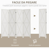 easycomfort easycomfort paravento a 4 ante per interni divisorio in legno per camera e ufficio 182x170 cm bianco