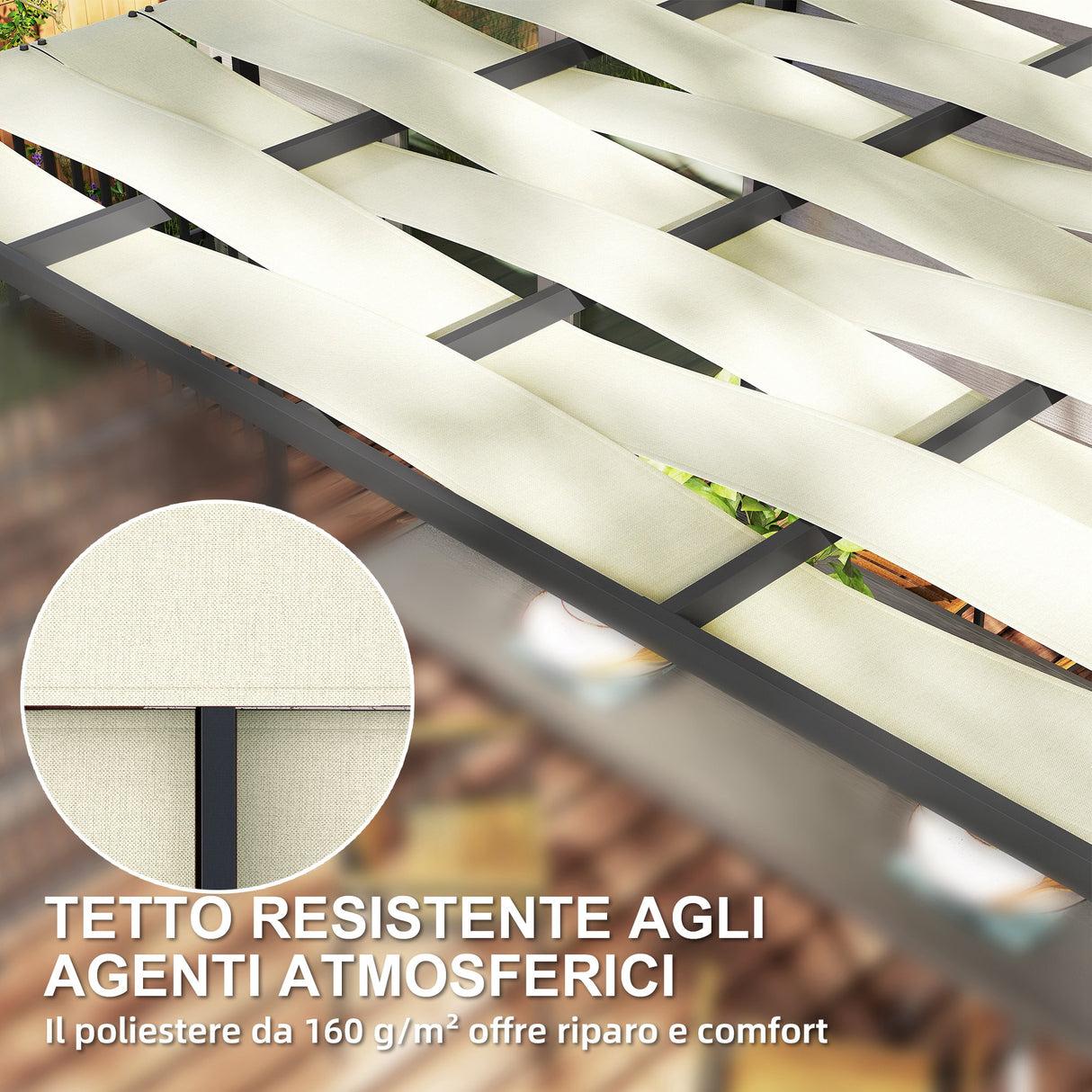 easycomfort easycomfort pergola per esterno 3x3 m con copertura ondulata e pannelli laterali in metallo e poliestere nero