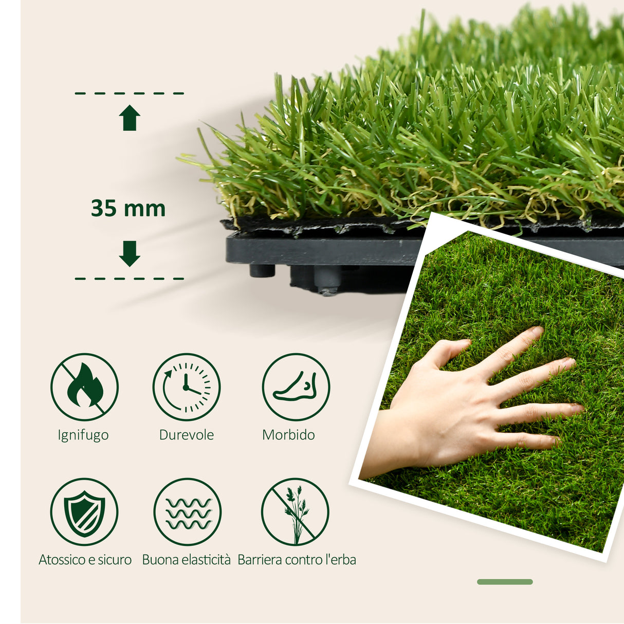 easycomfort easycomfort piastrelle da giardino con erba sintetica 30x30cm 10 pezzi prato artificiale densita 6500 verde