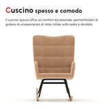 easycomfort easycomfort poltrona a dondolo imbottita in legno e acciaio con rivestimento boucle 71x98x101 cm marrone