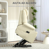 easycomfort easycomfort poltrona alzapersona reclinabile fino a 135 con 8 punti massaggio telecomando e poggiapiedi 88x92x106 cm crema