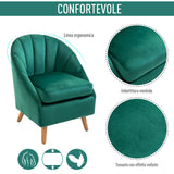 easycomfort easycomfort poltrona da camera da letto e salotto in velluto verde con imbottitura spessa e solida struttura in legno 67x65x77cm ean 8055776910642