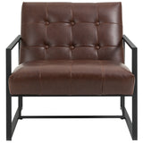 easycomfort easycomfort poltrona imbottita stile industriale trapuntata a bottoni arredamento moderno poltroncina da ingresso in metallo e pu 75x81x78cm marrone