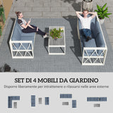 easycomfort easycomfort salotto da giardino angolare con poltrona reclinabile 2 divanetti con cuscini e tavolino grigio