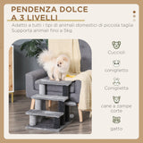 easycomfort easycomfort scaletta per gatti a 3 gradini con rivestimento in flanella e pallina 45x40x48cm grigio