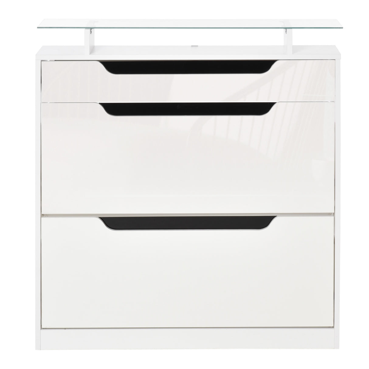 easycomfort easycomfort scarpiera moderna con 2 cassetti per 16 scarpe scarpiera a ribalta con mensola regolabile e ripiano in vetro 89x23x96cm bianco lucido