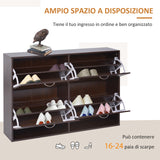 easycomfort easycomfort scarpiera salvaspazio da 24 paia con mensole regolabili e 4 cassetti in legno 120x24x81cm marrone