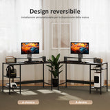 easycomfort easycomfort scrivania pc con supporto per monitor e 2 ripiani regolabili in legno e acciaio 120x48x85 5 cm nero