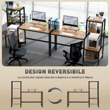 easycomfort easycomfort scrivania per camera con scaffale a 4 ripiani e supporto per monitor 150x48x125cm marrone