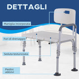 easycomfort easycomfort sedia da doccia con altezza regolabile su 6 livelli piedini e bracciolo antiscivolo ampia seduta 68 5x40 5cm ean 8054111846165