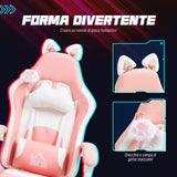 easycomfort easycomfort sedia da gaming ergonomica con orecchie da gatto poggiapiedi supporto lombare e cervicale rosa