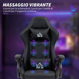 easycomfort easycomfort sedia da gaming reclinabile a 125 e massaggiante in finta pelle con poggiapiedi 65x68x120 128 cm nero