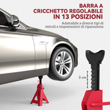 easycomfort easycomfort set 2 cavalletti auto da 6 tonnellate regolabili da 38 5 60 cm acciaio al carbonio e ghisa rosso